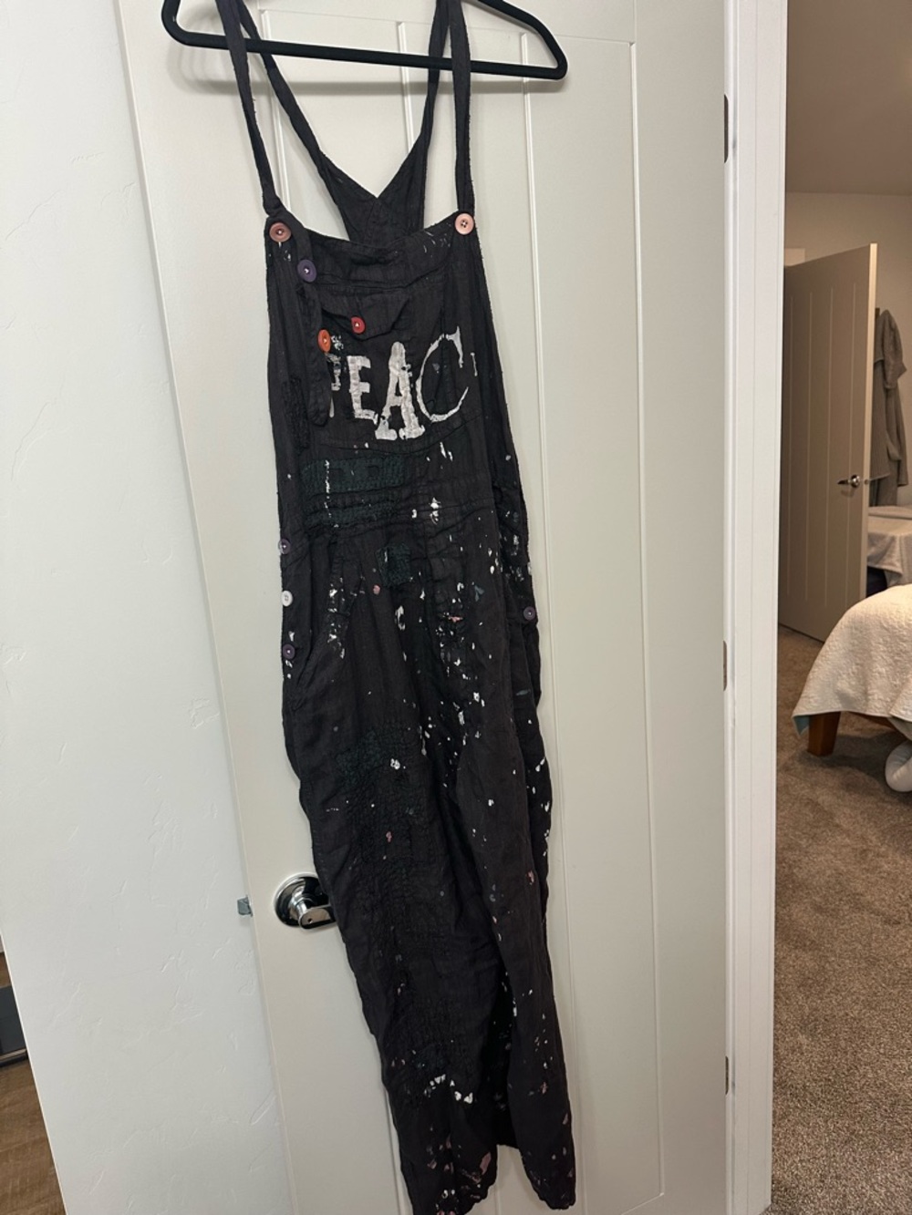 NWT Magnolia Pearl Black Peace  Paint-Splatter Overalls - Picture 4 of 13